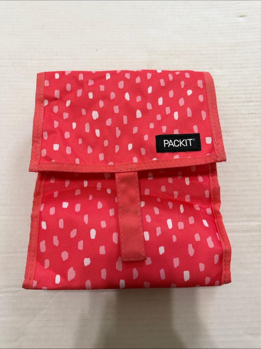 PackIt Kids Coral Dot Lunch Bag - Insulated Foldable Lunch Sack